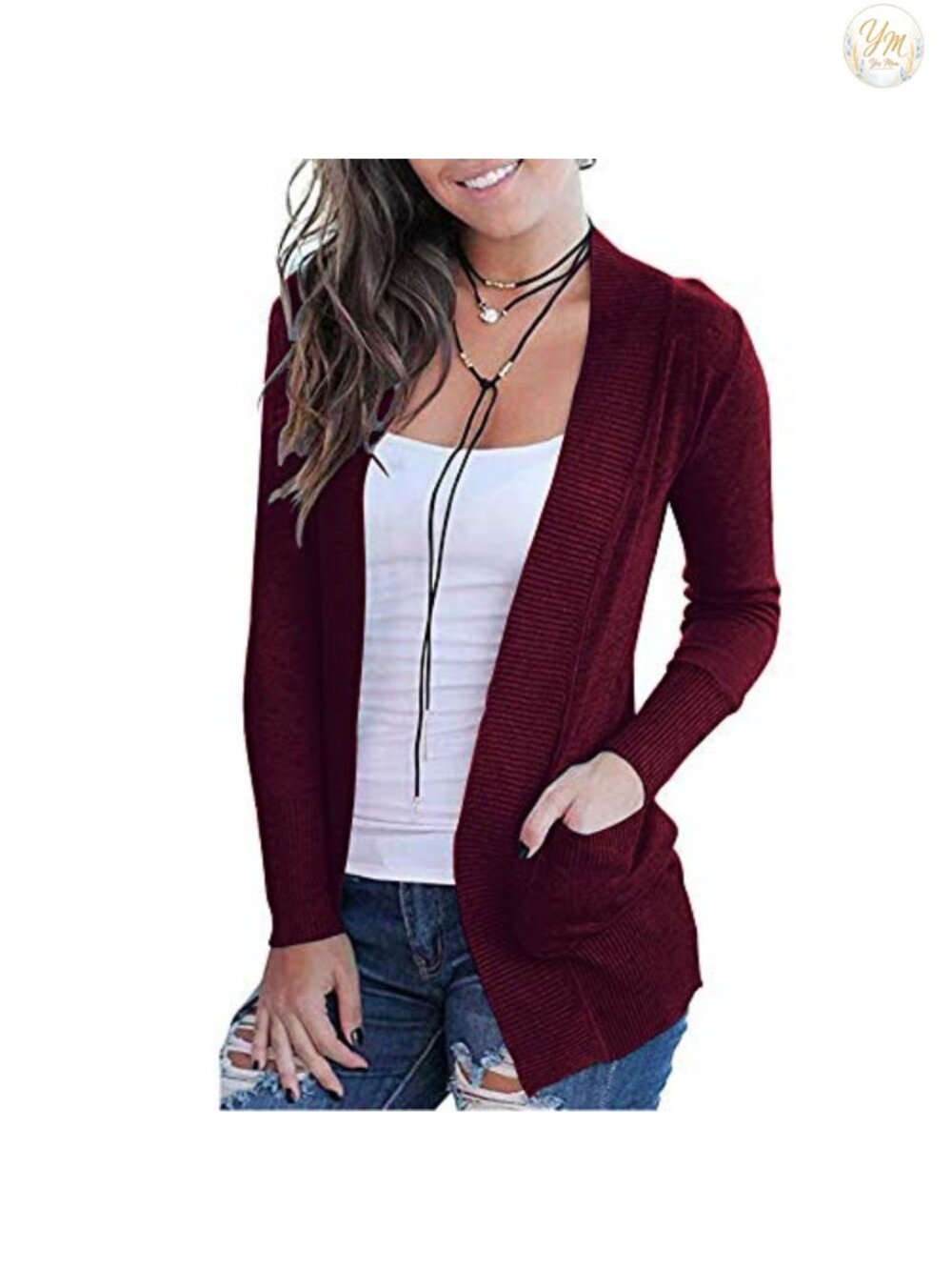 Open Front Long Sleeve Cardigan with Pockets